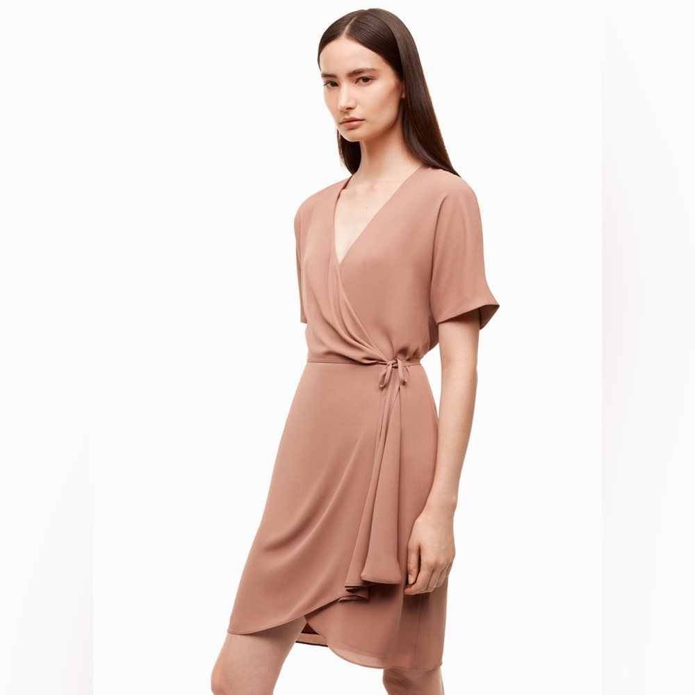Babaton Aritzia Wallace Short Sleeve Tie Mini Wrap Dress, Size XXS